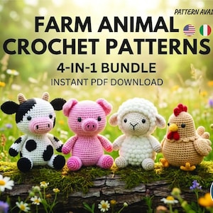 Bauernhof Tier Häkelanleitungen Bundle - Digitale Häkelanleitung