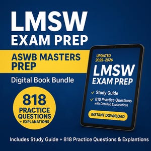 ASWB Masters LMSW Exam Prep: Practice Questions, Study Guide (Instant Download PDF)