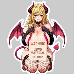 Succubus May - Vinyl lewd wAIfu Sticker, Handmade wAIfu Art, Exclusive Anime Sticker, Laptop Decal, Custom Gift, Anime Decal