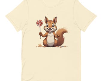 Ekorre med klubba T-shirt – söt, udda och rolig unisex-t-shirt, ekorreskjorta, ekorre-t-shirt, rolig djurälskare-t-shirt, söt ekorrepresent