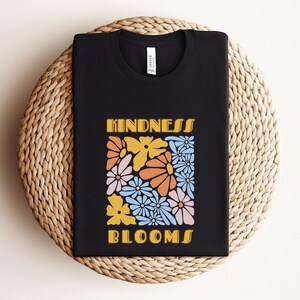 Kindness Graphic Tee, Retro Groovy Flower Shirt, Positive Vibes Vintage Top, Boho Daisy T-Shirt, 70s Inspired Fall Floral Outfit