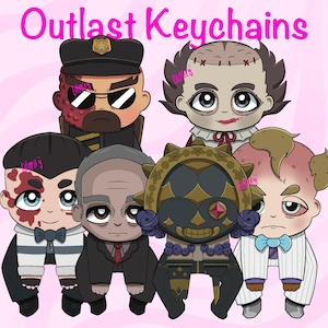 GEMELOS AÑADIDOS - Llavero Outlast - Llaveros colgantes de acrílico chibi de doble cara de 7,6 cm (3") - Prime Assets The Outlast Trials