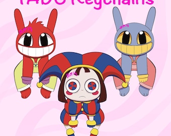 Chaveiros Chibi de 7,6 cm do The Amazing Digital Circus - Pomni, Jax, Thomas TADC