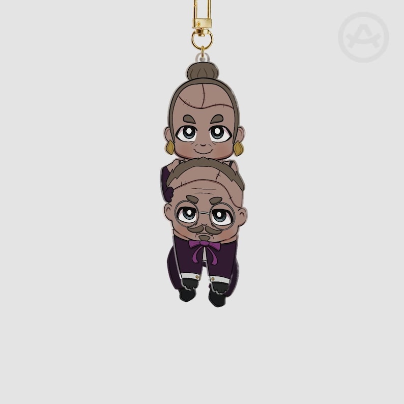 Chaveiro Outlast com tema de gêmeos - Chaveiro de acrílico chibi de 7,6 cm (3") com dupla face - Prime Assets The Outlast Trials Kress Twins