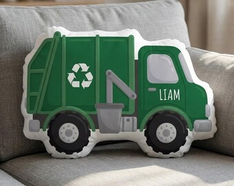 Oreiller de camion de recyclage personnalisé - Peluche, décoration de véhicule verte, élément de décoration pour chambre d'enfant