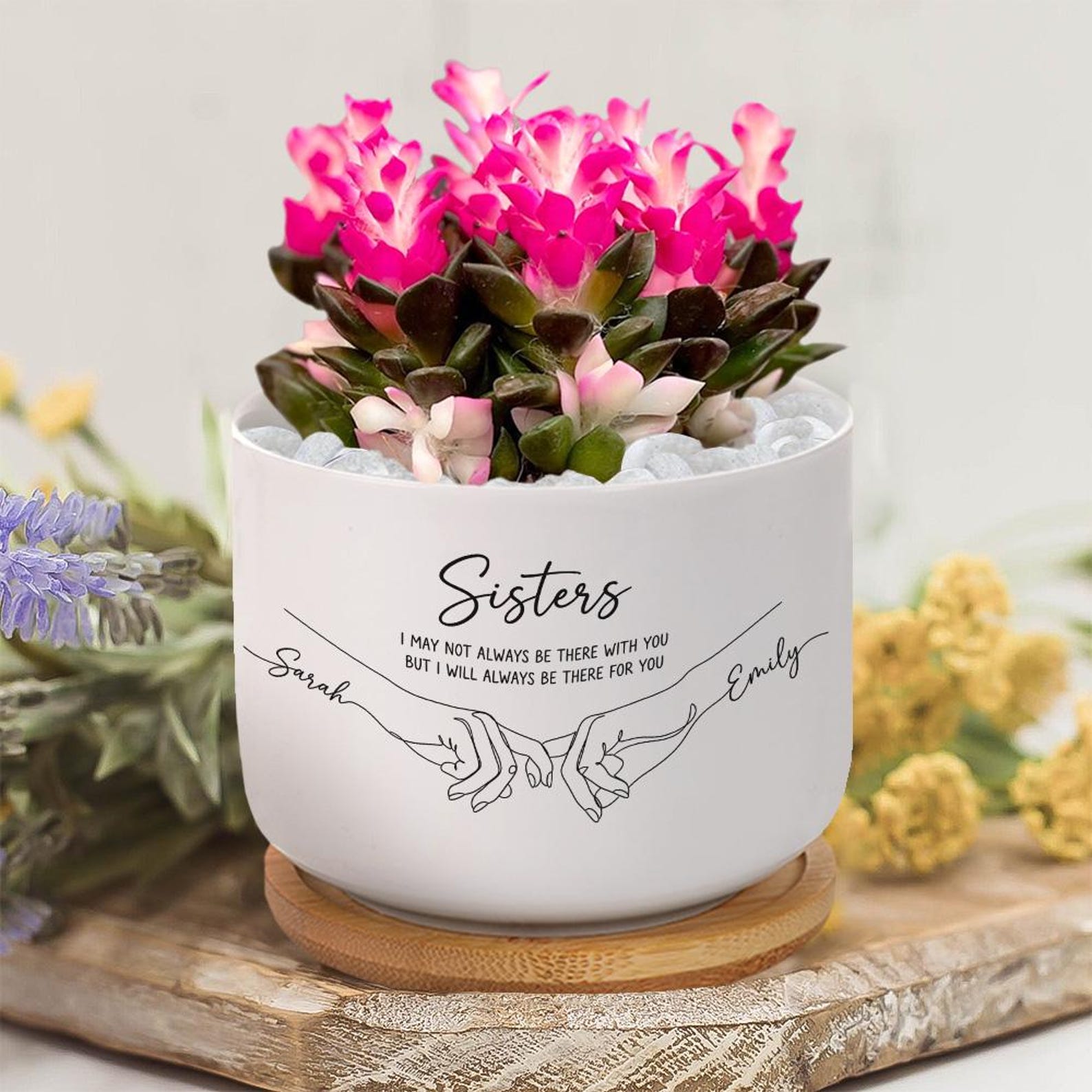 Custom Sisters Line Art Ceramic Plant Pot, Personalized Sister Gift - Etsy