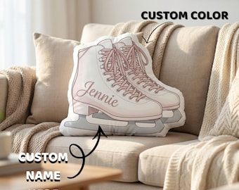 Custom Plush Pillow: Ice Skate Shape with Personalized Name and Color Laces