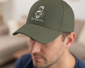 Personalisierte bestickte Kappe: Vater und Kind Line Art, Geschenk zum Vatertag