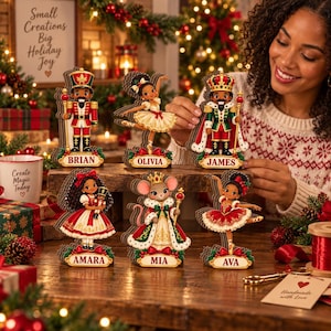 Notenkraker beeldjes set Afro-Amerikaanse kerstballet tafeldecoratie