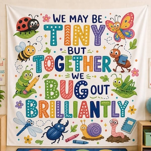 Classroom Tapestry: Bug Theme Growth Quote Wall Decor