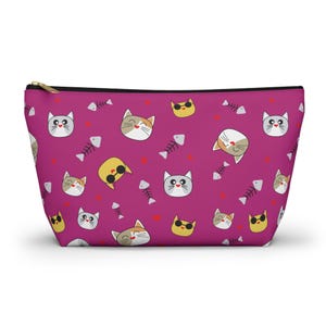 Cute Cat-Themed Accessory Pouch, Makeup Bag, Travel Organizer, Cat Lover Gift, Purse Essentials