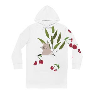 Cozy Cat Lover Hoodie Dress, Cute Floral Design, Unique Gift for Women, Casual Lounge Wear, Perfect for Relaxing Days, Spring Fashion