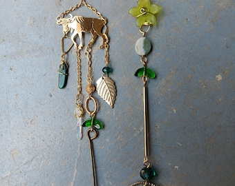 One of a Kind Earrings Real Crystals Upcycled Findings