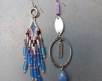 One of a Kind Earrings Upcycled Findings
