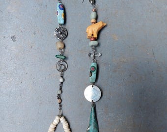 One of a Kind Earrings Real Crystals Upcycled Findings