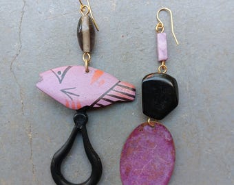 One of a Kind Earrings Upcycled Findings