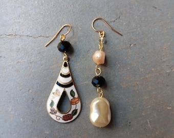 One of a Kind Earrings Real Crystals Upcycled Findings