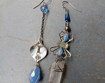 One of a Kind Earrings Real Crystals Upcycled Findings
