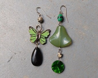 One of a Kind Earrings Real Crystals Upcycled Findings