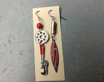 One of a Kind Earrings Upcycled Findings