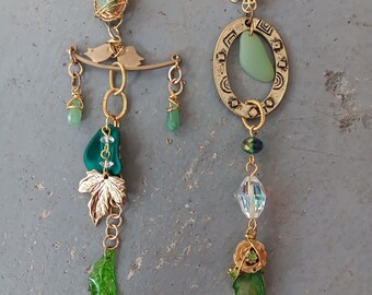 One of a Kind Earrings Real Crystals Upcycled Findings