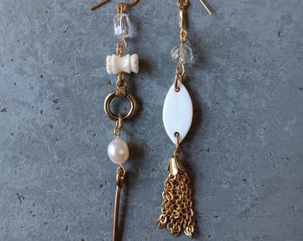 One of a Kind Earrings Real Crystals Upcycled Findings