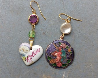One of a Kind Earrings Upcycled Findings