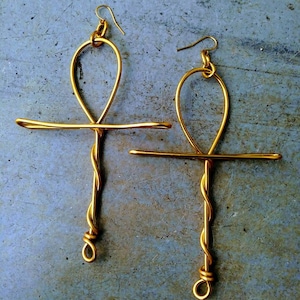 Large Ankh Earring in Silver or Gold Tone