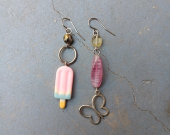 One of a Kind Earrings Real Crystals Upcycled Findings