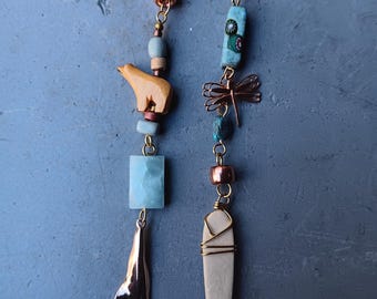 One of a Kind Earrings Real Crystals Upcycled Findings