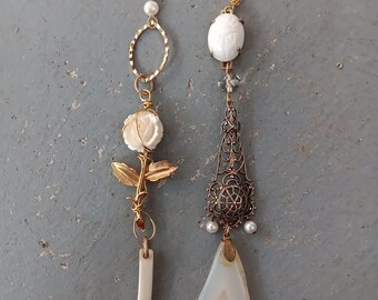 One of a Kind Earrings Real Crystals Upcycled Findings