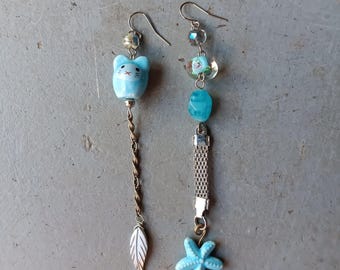 One of a Kind Earrings Upcycled Findings