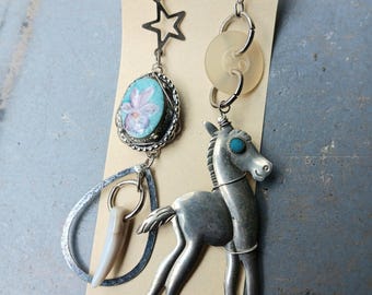 One of a Kind Earrings Real Crystals Upcycled Findings