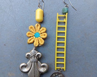 One of a Kind Earrings Real Crystals Upcycled Findings