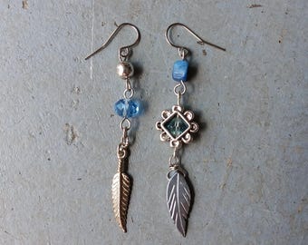 One of a Kind Earrings Real Crystals Upcycled Findings