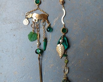 One of a Kind Earrings Real Crystals Upcycled Findings