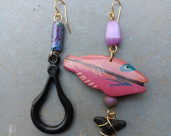 One of a Kind Earrings Real Crystals Upcycled Findings