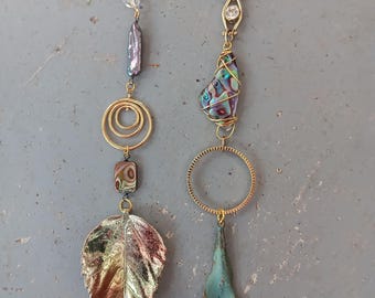 One of a Kind Earrings Real Crystals Upcycled Findings