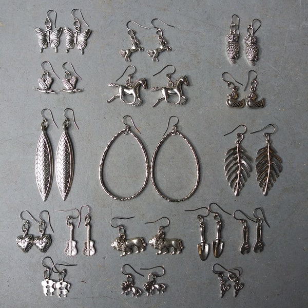Silver Tone Earrings Pick by Number