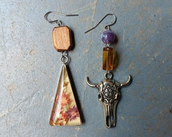 One of a Kind Earrings Real Crystals Upcycled Findings