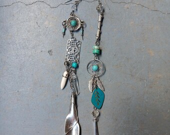 One of a Kind Earrings Real Crystals Upcycled Findings