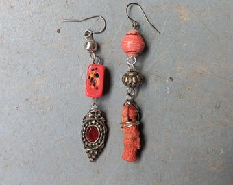 One of a Kind Earrings Real Crystals Upcycled Findings