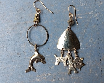 One of a Kind Earrings Upcycled Findings