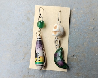 One of a Kind Earrings Real Crystals Upcycled Findings