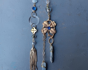 One of a Kind Earrings Real Crystals Upcycled Findings