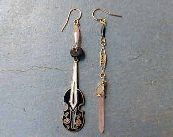 One of a Kind Earrings Real Crystals Upcycled Findings