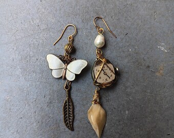 One of a Kind Earrings Real Crystals Upcycled Findings