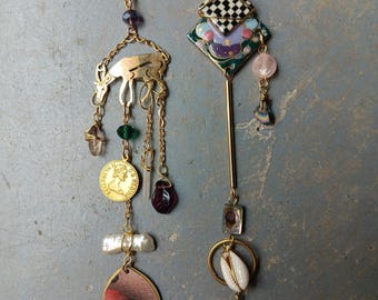 One of a Kind Earrings Real Crystals Upcycled Findings