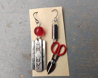One of a Kind Earrings Upcycled Findings