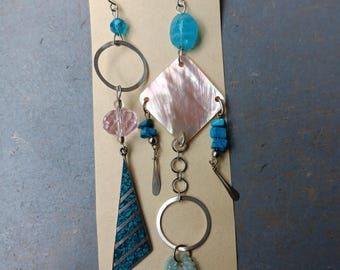 One of a Kind Earrings Real Crystals Upcycled Findings